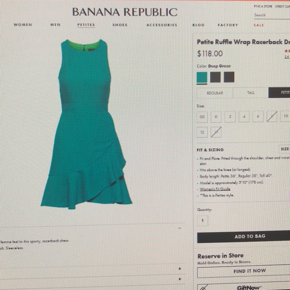 Banana Republic Petite ruffle wrap racerback dress